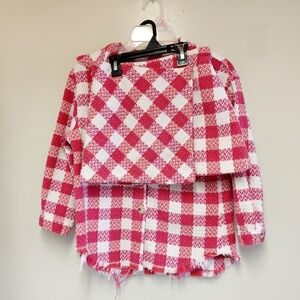 Zara Girls Pink/White Plaid Shacket Mini Skirt Set Size 10